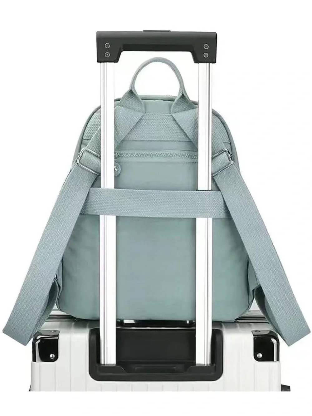 MUKAITE Mint Green Round Front Backpack with Zip Pocket